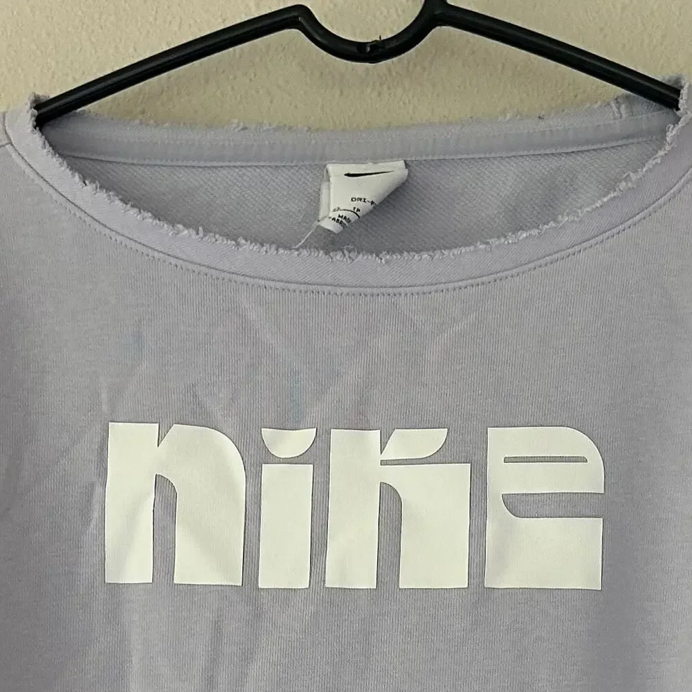 Nike Dri-FIT Raw Hem Cropped Sweatshirt Lavender purple Athletic Lounge XS